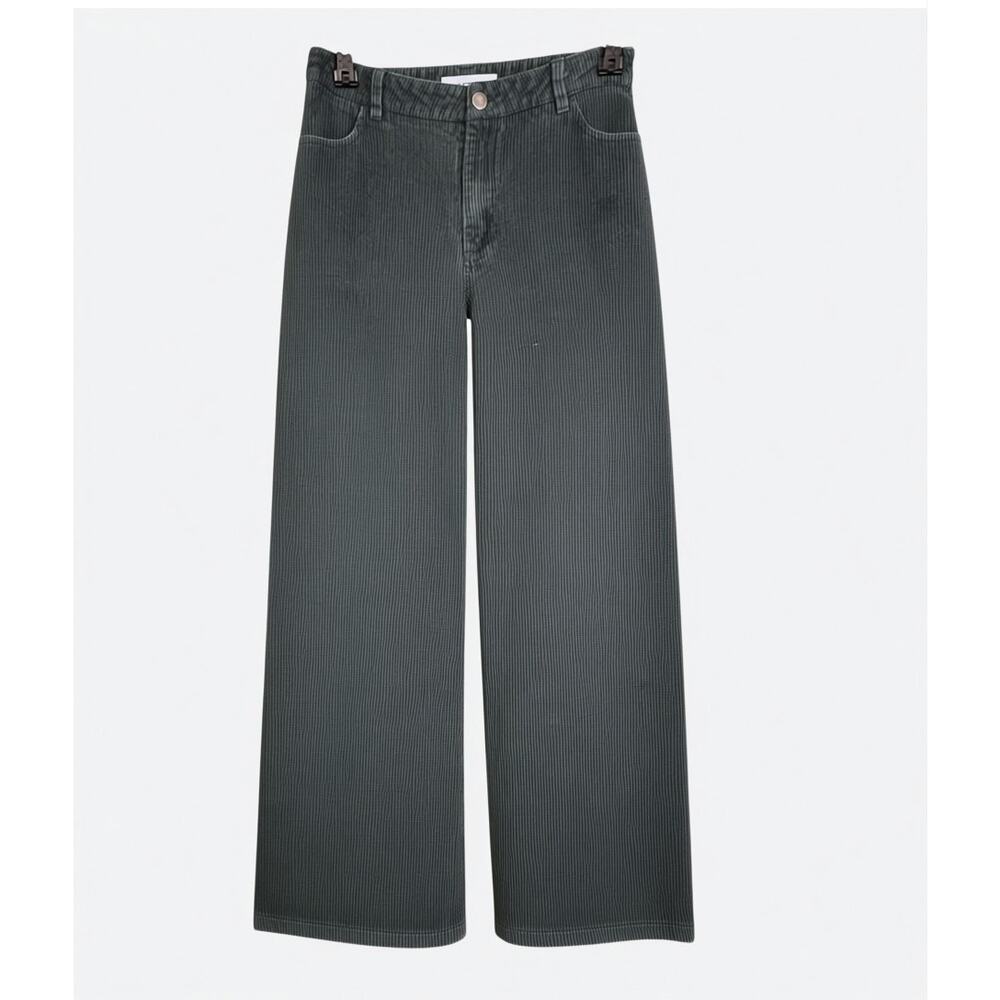 RSQ Women's 25 Grey Green Wide Leg 5 Pocket Cotton Corduroy Pants Skater Casual